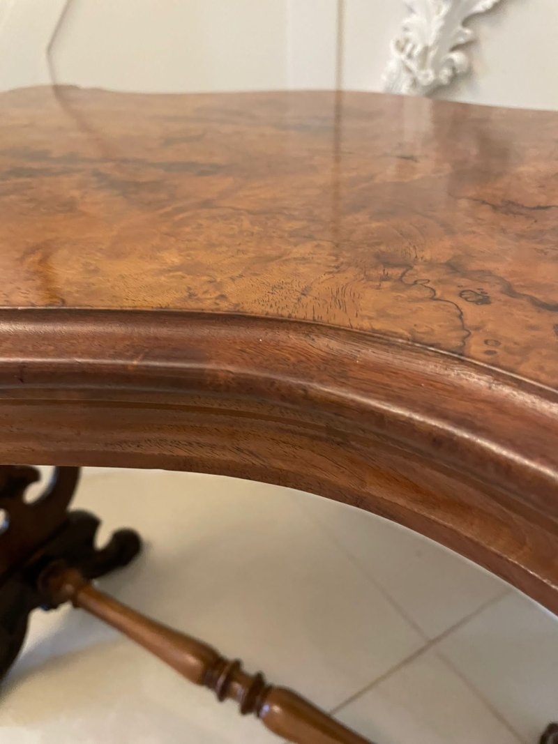 Antique Victorian Quality Burr Walnut Shaped Centre Table - Image 14